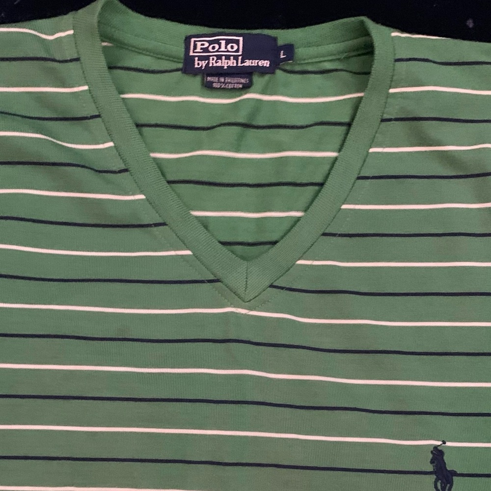 RL POLO All Cotton Striped V Next Tee - Picture 5 of 5